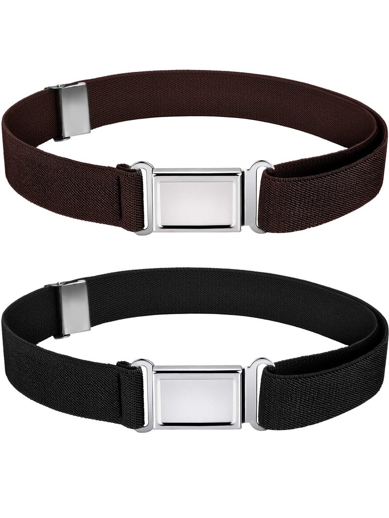 WILLBOND 2 Pieces 2 Pcs Kids Magnetic Belt Boys Adjustable Elastic Belt with Magnetic Buckle for Toddlers Girls (Black,Coffee) - Image 1